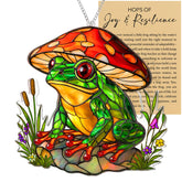 Frog acrylic suncatcher ornament on window