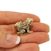 Solid brass frog figurine small collectible for display