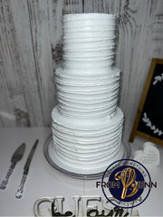 FromJennWithLove 3 tier textured cake dummy white base red flowers