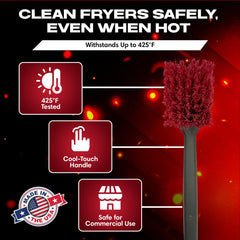 Commercial kitchen fryer cleaning brush 20inch for deep fryers and griddles