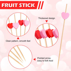 FUGUIR pink heart cocktail pick 4.7 inch pink color