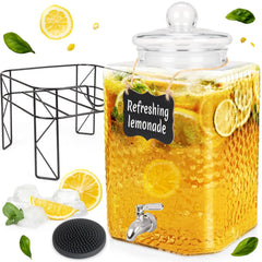 Fuljoy 4.6 gallon glass beverage dispenser on iron stand