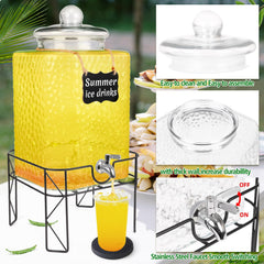 Fuljoy square glass beverage dispenser with clear body on stand