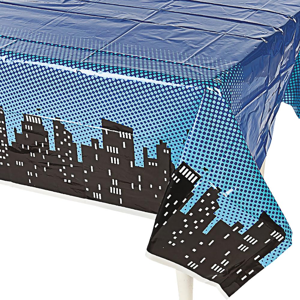 Fun Express superhero tablecloth 54 x 108 inches