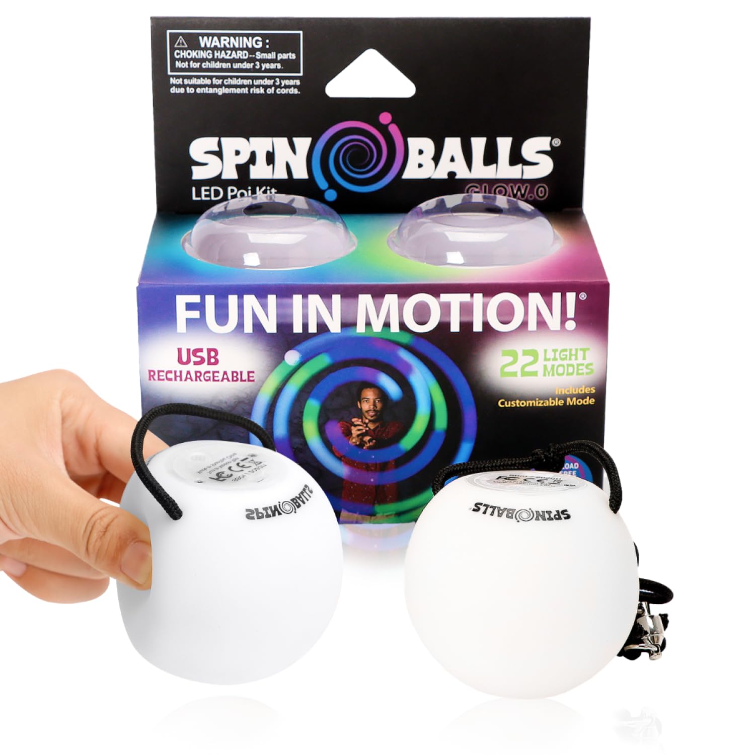 Fun in Motion Spinballs Glow.0 LED Poi product image