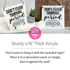 Funny chic bathroom sign ready to hang