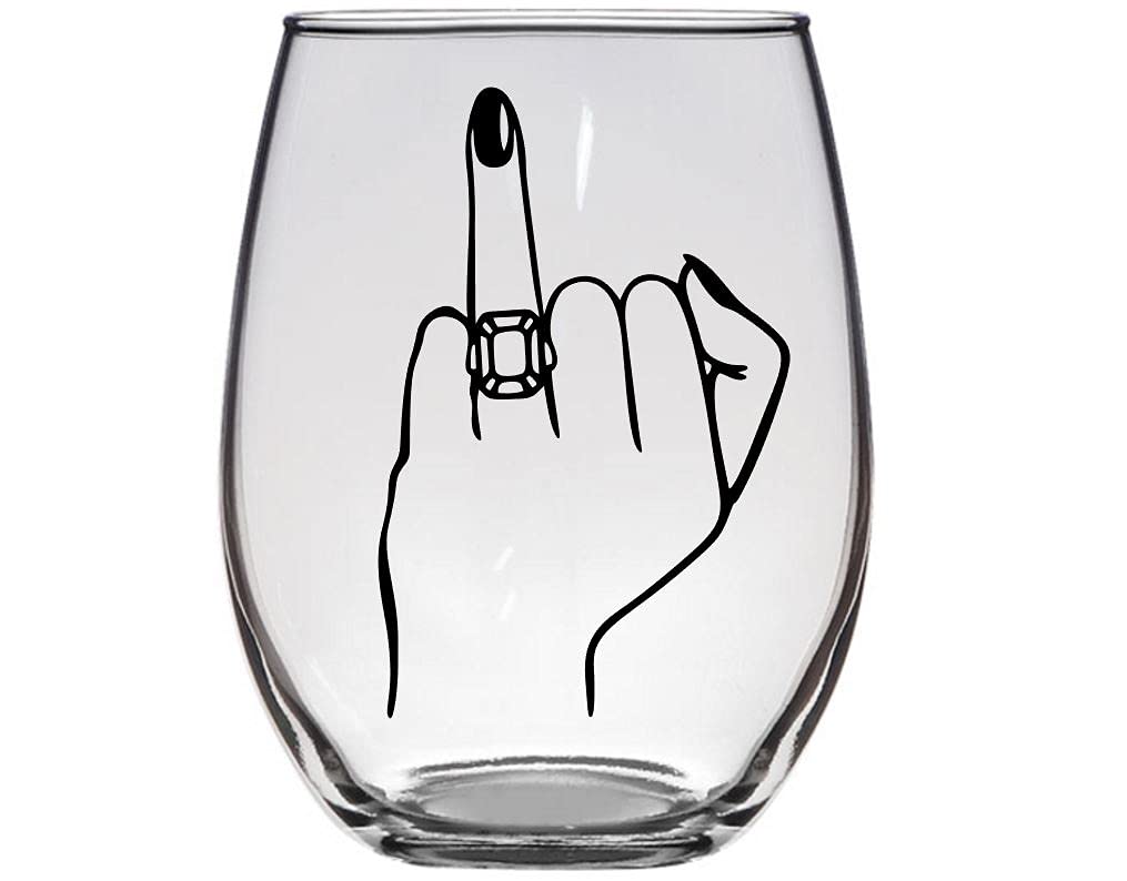 Funny Engagement Gift for Her Ring Finger 21oz Stemless Tumbler Glass