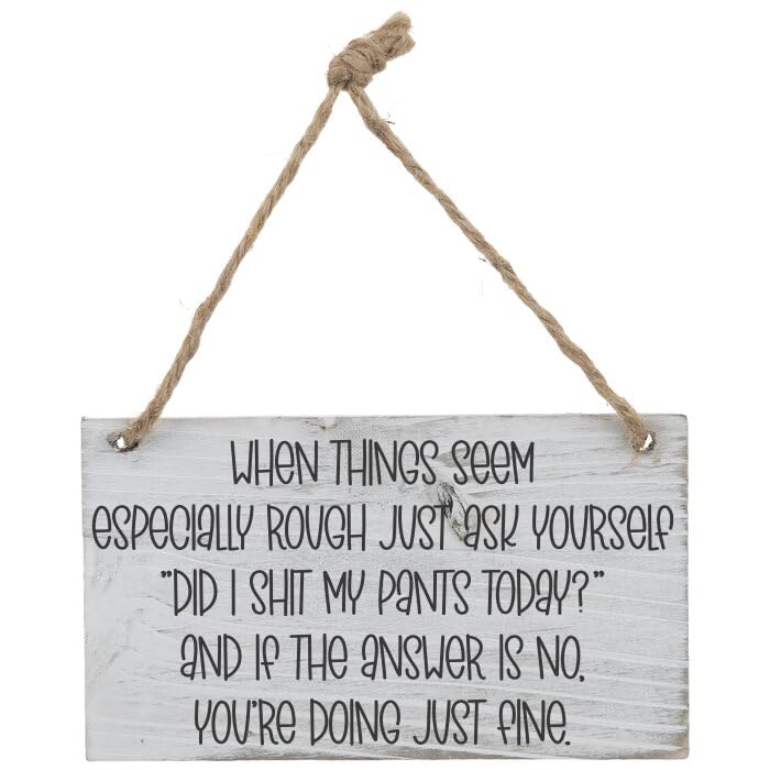 Kennebug Funny Gift hanging sign whitewashed wood with twine