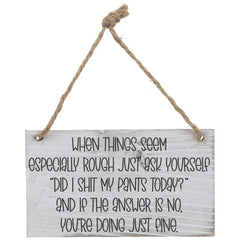 Kennebug Funny Gift hanging sign whitewashed wood with twine