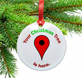 Funny Google Map Locator Ceramic Ornament on Christmas tree