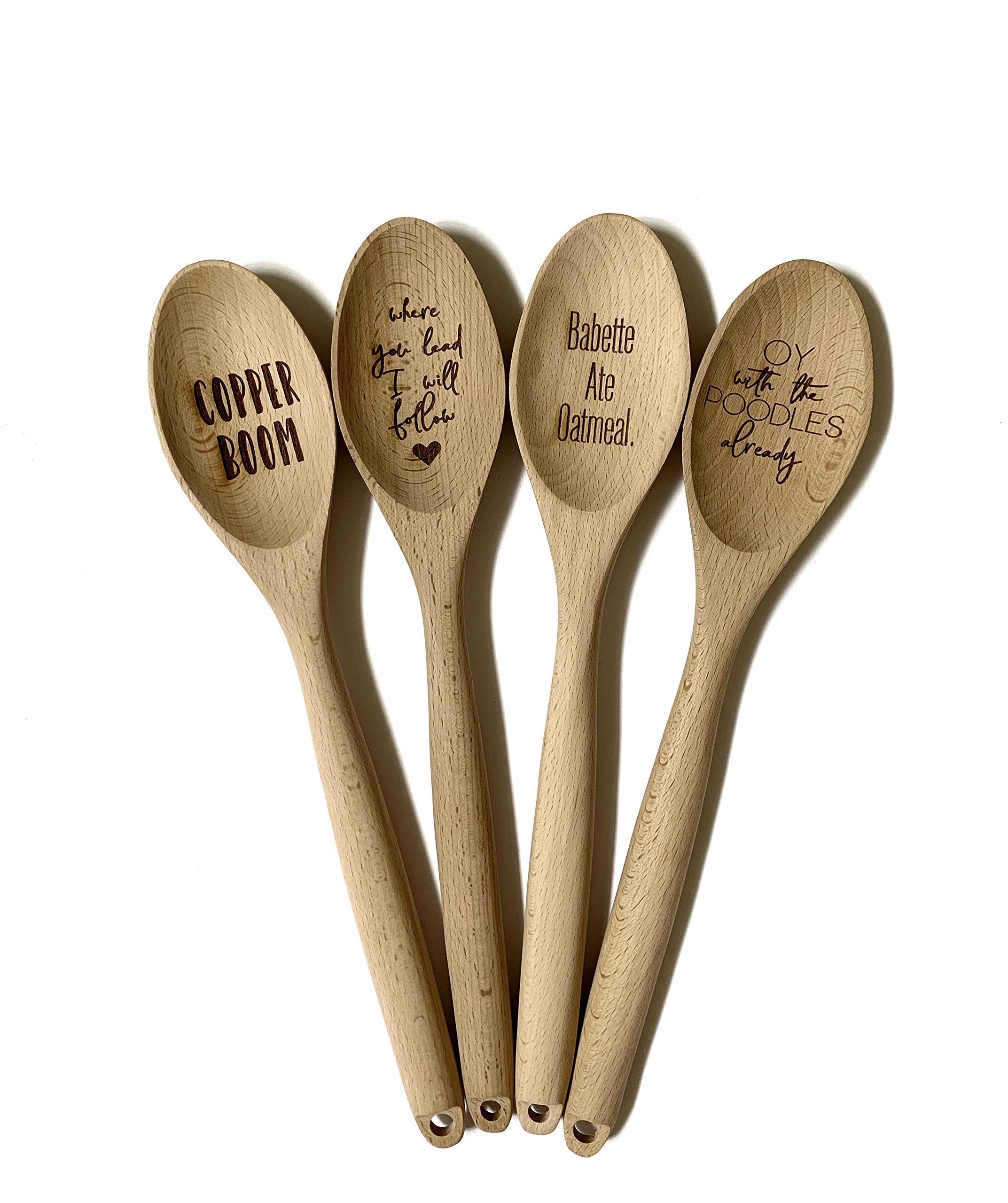 Funny Kitchen Spoons 12 inch wooden spoon with Where You Lead I Will Follow quote