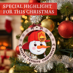 Funny snowman firefighter ornament 2025 design