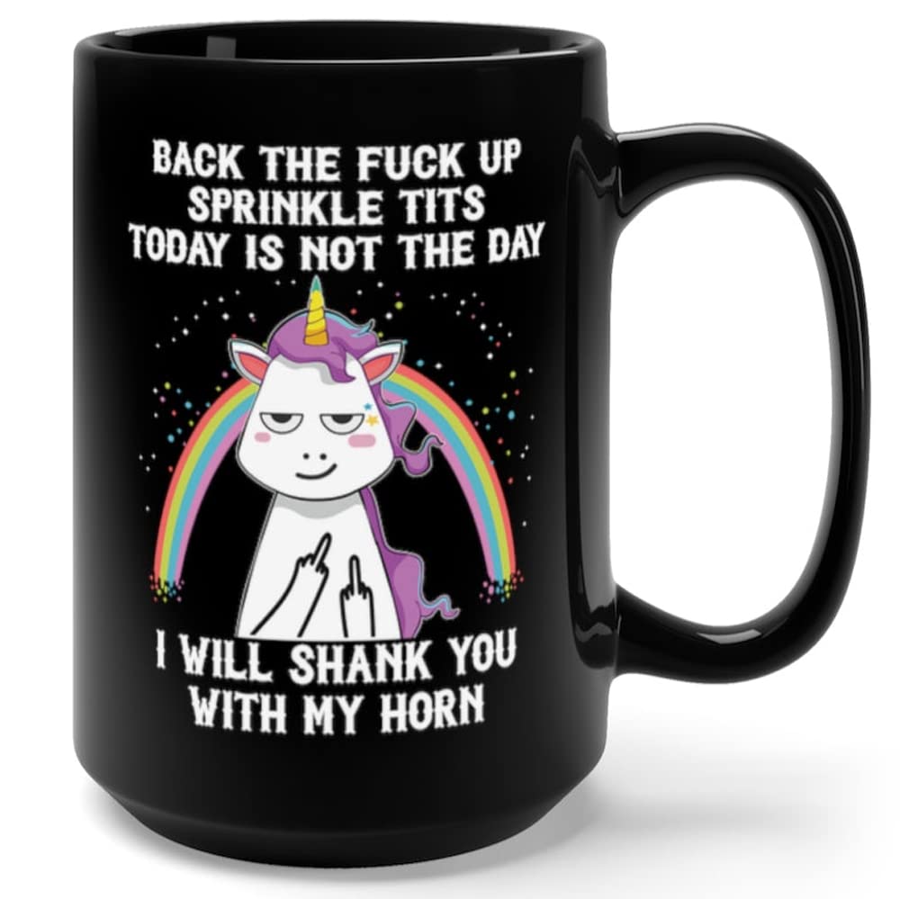 Funny unicorn mug 15oz black for women