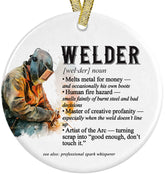 Funny Welder Definition ceramic Christmas Ornament front view