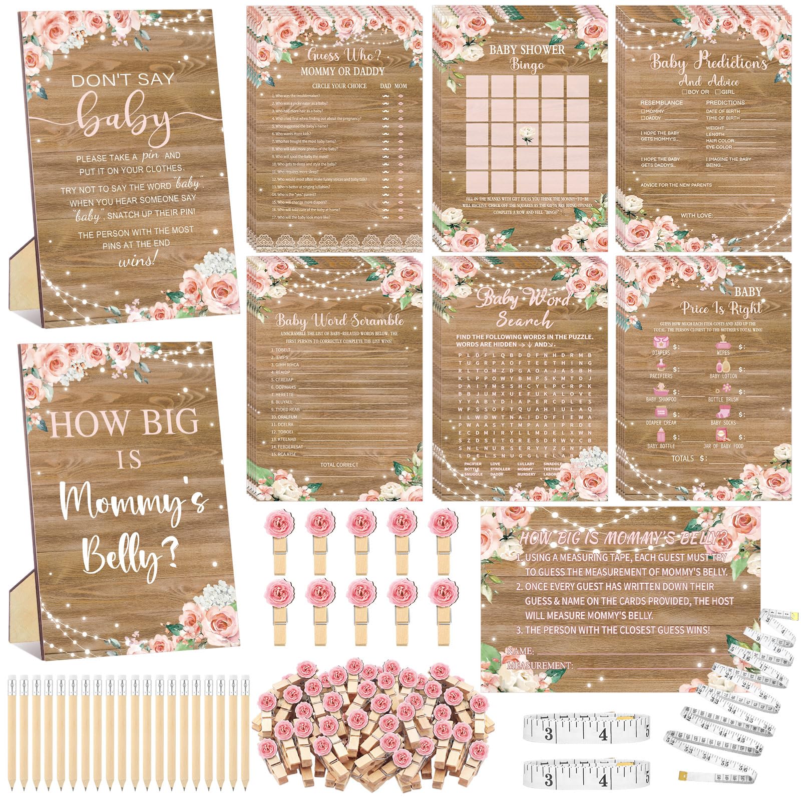 Funnymoom baby shower games set cards and signs
