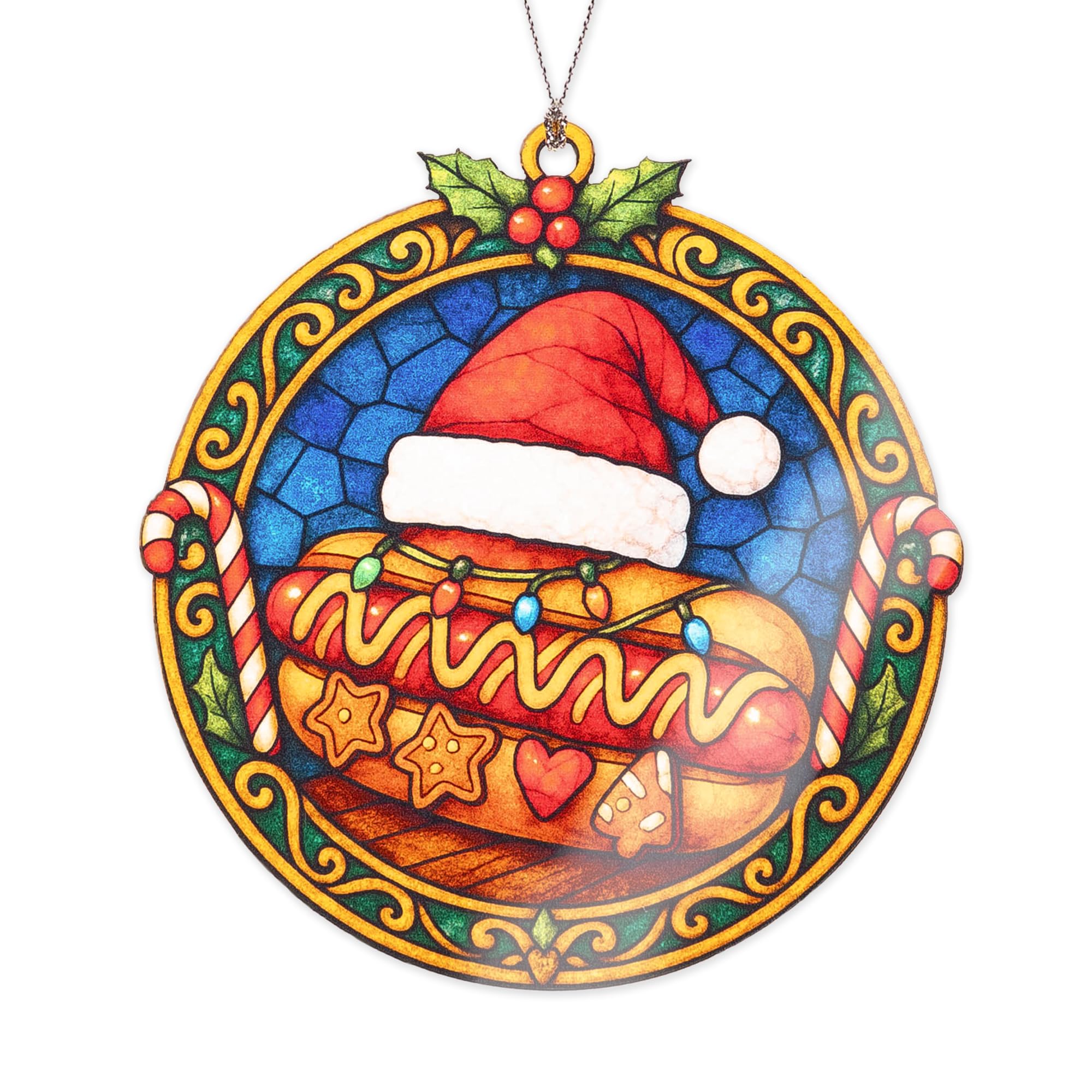 Funnyny Food Gifts Christmas Hot Dog Ornament on tree