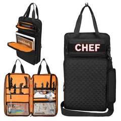 Front view of FURIMETY Chef Knife Bag with quilted black exterior