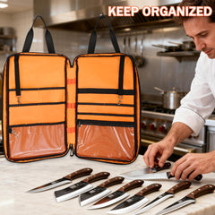 Interior showing 7 pockets and elastic straps