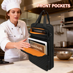 Bag interior with 8 elastic straps and 2 mesh pockets