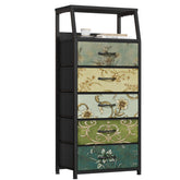 Furnulem Retro 5 Drawers Dresser steel frame wood top