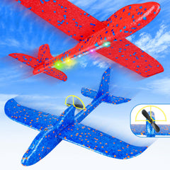 Fuwidvia electric foam airplane toy two pack with LED lights