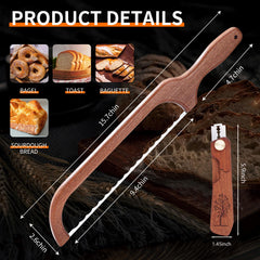 Wooden bread bow knife with carbon steel blade