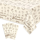 fysuimu love is brewing tablecloth beige pattern 53.9 x 107.9 inches