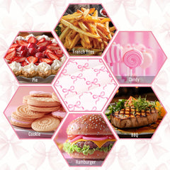 Close up of mini pink bow pattern on wax paper