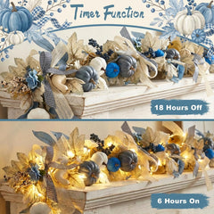 5.7ft blue fall vine garland with hooks included for display