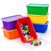 GAMENOTE 6 Quart Stackable Plastic Storage Bin with Lid