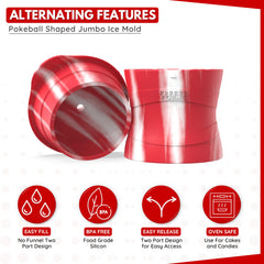 Jumbo ice cubes from pokeball mold in silicone