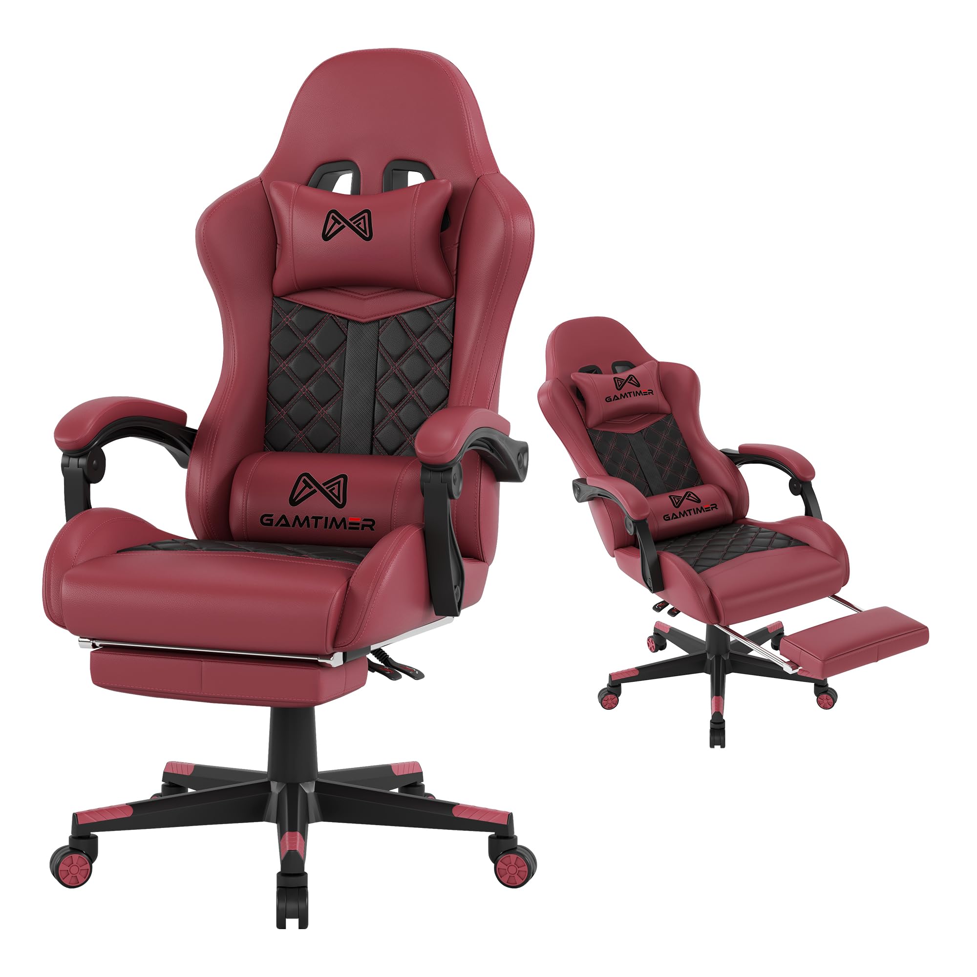 Gamtimer gaming chair front view with ergonomic backrest
