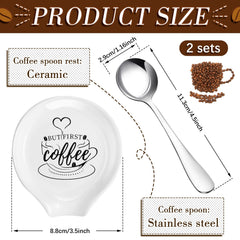 Gandeer 4 Pieces Coffee Spoon Rest and Teaspoon set two rests two spoons