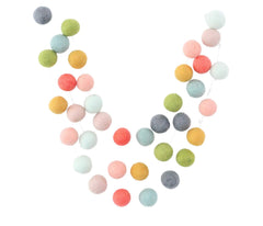 Garden Party wool felt ball garland with 28 balls