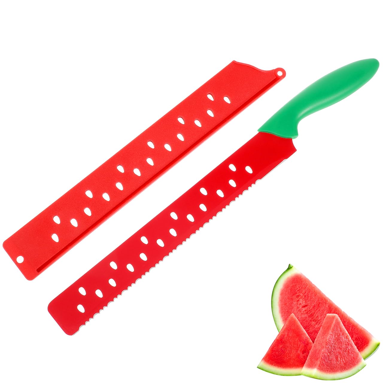 Garneck Watermelon Knife with Sleeve serrated blade for fruit slicing