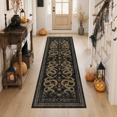 Symmetrical snake and floral motif rug by Garvee for hallway 2x6