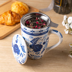 Deep stainless steel infuser inside GBhome mug for loose leaf tea