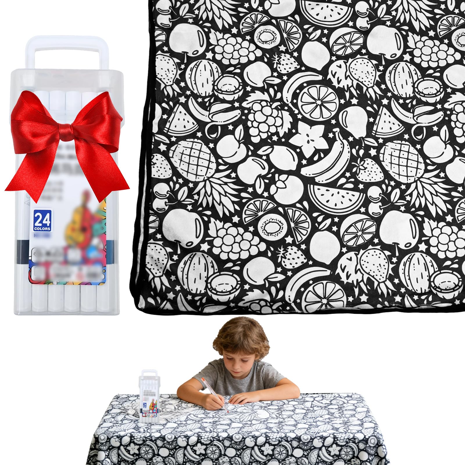 GDGJWL DIY color your own blanket with 24 washable markers on plush fabric