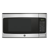 GE Compact Countertop Microwave Oven front view on counter