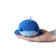 Geekirumi blue whale stress ball handmade crochet for anxiety relief