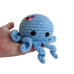 Hypoallergenic acrylic yarn octopus stress ball with fiberfill and recycled fibers