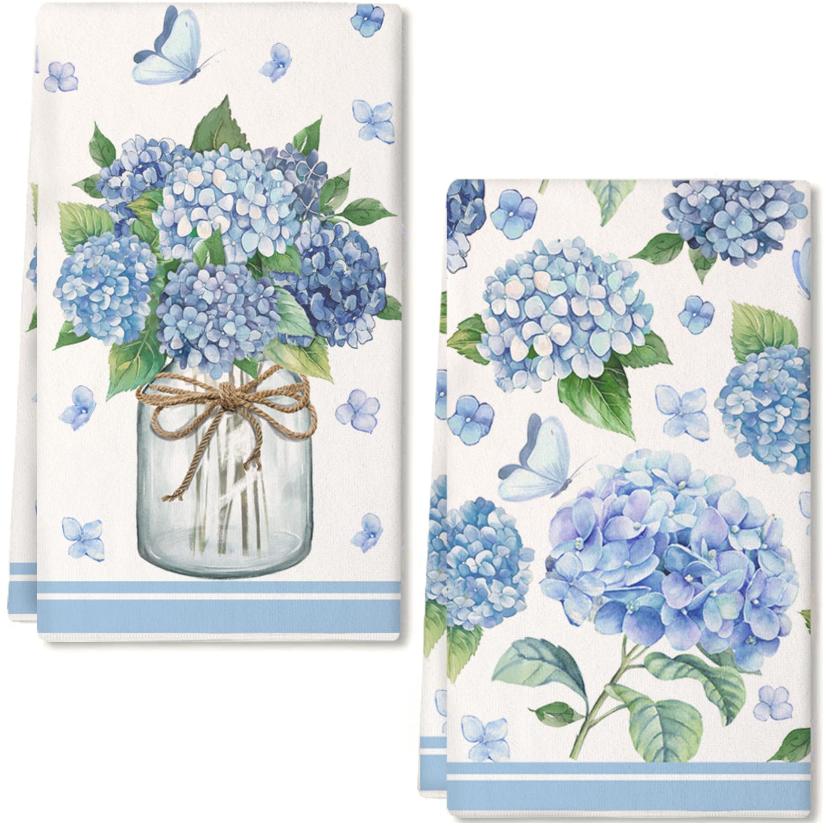 GEEORY Hydrangea Spring Kitchen Towels 18x26 Set of 2