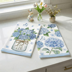 Hydrangea design Purple Flowers Kitchen Towels 18x26 Geeory