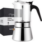 Geesta premium crystal glass-top moka pot 9 cup design