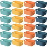 Geetery 24 pack plastic storage bins multicolor