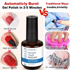 included scraping tool beside gel remover bottle