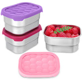 Gencywe 3 pack stainless steel snack containers pink set