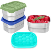 Gencywe 3 pack stainless steel snack containers for kids blue 8oz