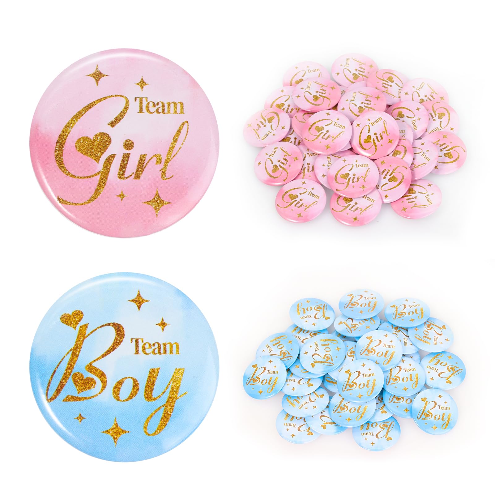 Pink Team Girl button pin from gender reveal pins set