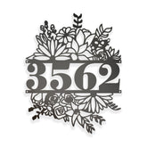 Generic Personalized Floral Metal House Number Sign exterior 12x18